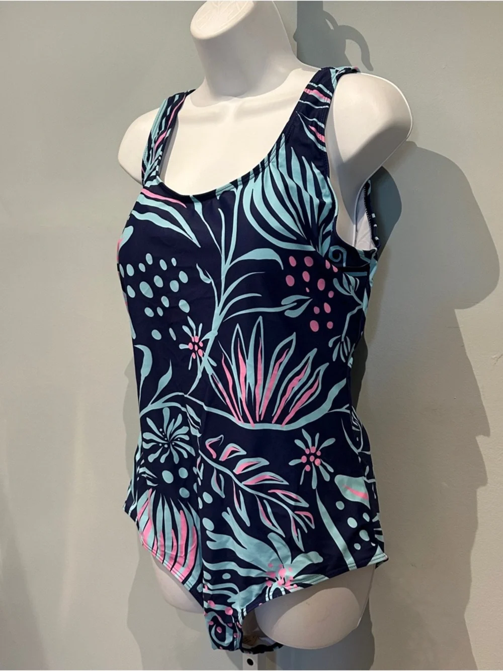 Blue and Pink Floral One-Piece Swimsuit XXL NWOT